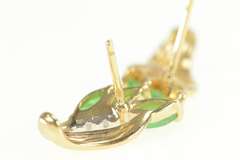 10K Yellow Gold Marquise Emerald Diamond Curved Cluster Earrings