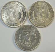 Real flashy-white 1921 P-D-S Morgan Silver Dollars. Nice