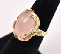 Creative Rose Quartz Ring in 14K Yellow Gold