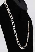 .925 Sterling Silver 9mm 3+1 Figaro Pave Link Chain 22 Inches