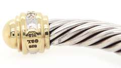 David Yurman Diamond Two Tone Cuff Bracelet in 18K and Sterling
