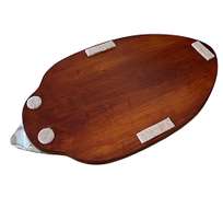 Vintage Wooden Bread Board, Serving Tray or Trivet With Pewter Duck Head and Tail