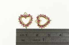 14K Yellow Gold Ruby Diamond Heart Love Symbol Earring Jackets