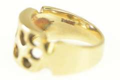 14K Yellow Gold Squared Retro Geometric Pierced Swiss Cheese Ring