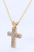 Dazzling Yellow Gold Diamond Cross Pendant on Chain