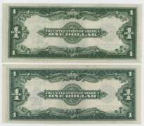 2 Upper end 1923 Series Large size $1 Silver Certificates