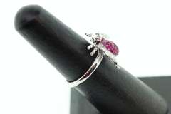 Ruby Back Dragonfly 18k White Gold Ring with Diamonds