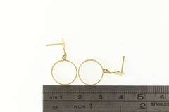 14K Yellow Gold Round Filigree Circle Dangle Retro Fashion Earrings