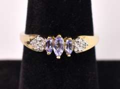 Beautiful Iolite and Diamond Ring in Yellow Gold
