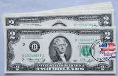 10 Consecutive $2 1976 First Day of Issue Fed Reserve Notes