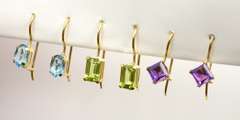 3 Pairs 14k Dangling Stone Earrings