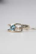 Sterling Silver Natural Blue Topaz Gemstone Ring Size 8