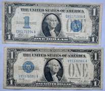 V1928 A &1934 $1 Funnyback Silver Certificates