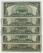 5 Series of 1934 $5 Blue Seal Silver Certificates