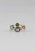 Sterling Silver Natural Amethyst, Blue Topaz, Citrine, Peridot Gemstone Ring