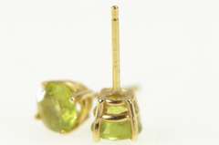 14K Yellow Gold Round Peridot Solitaire Classic Simple Stud Earrings