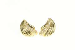 14K Yellow Gold 0.34 Ctw Diamond Scalloped Fanned Statement Earrings