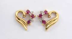 Sweet Ruby & Dia. Heart Earrings
