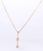 Wonderful Yellow Gold 3 Stone Diamond Pendant on Chain Necklace