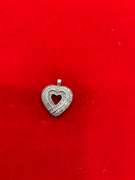 14K WHITE GOLD AND DIAMOND HEART PENDANT