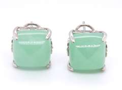 925 Sterling Silver Green Jade Earrings