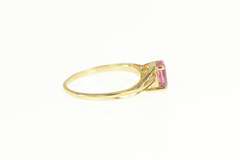 14K Yellow Gold Oval Pink Sapphire Diamond Accent Bypass Ring