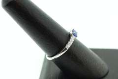 Forlorn Sapphire 18k White Gold Ring flanked with Diamonds