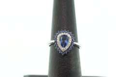 Gorgeous Aquatic Teardrop Sapphire Ring with 18k White Gold and Diamonds