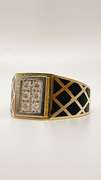 Men's 14kt Solid Yellow Gold, Onyx, & CZ Ring