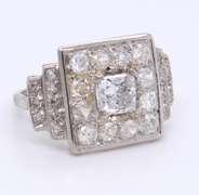Significant Platinum Princess Cut Diamond Cluster Ring