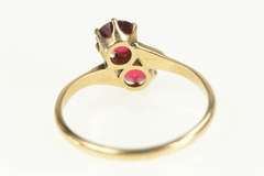 10K Rose Gold Victorian Bypass Two Stone Simulated Ruby Ring