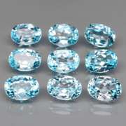 Matched! 9 piece 8.66ct full fire sky blue Topaz set