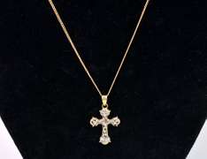 Sensational Cross Pendant Necklace in 14K and 10K Two-Tone Gold