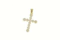 10K Yellow Gold Pave White Sapphire Encrusted Cross Christian Pendant