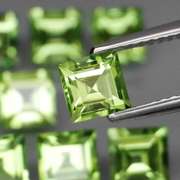 Princess cut unheated! 5.93ct Peridot set