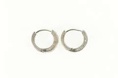 Sterling Silver Pave Diamond Filigree Ornate Statement Hoop Earrings