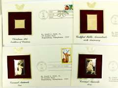 12 - 1st Day Covers & 22KT Gold Replica Stamps