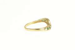 14K Yellow Gold Wavy Natural Emerald Statement Band Ring