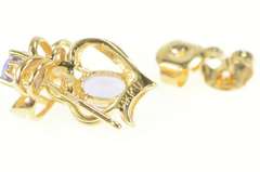 14K Yellow Gold Oval Tanzanite Diamond Accent Heart Stud Earrings