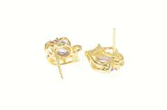 14K Yellow Gold Oval Tanzanite Diamond Accent Heart Stud Earrings