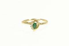 14K Yellow Gold Pear Emerald Diamond Accent Statement Ring