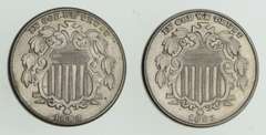 Lot (2) 1883 Shield Nickels - Uncirculated