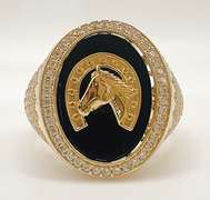 Men's 14kt Solid Yellow Gold, Onyx & CZ Ring