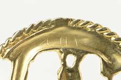 14K Yellow Gold 1960's Bear Holding Pearl Forest Round Charm/Pendant