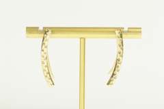 14K Yellow Gold Pave Diamond Encrusted Curved Bar Dangle Earrings