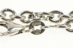 14K White Gold Cable Link Heart Charm Love Symbol Chain Bracelet