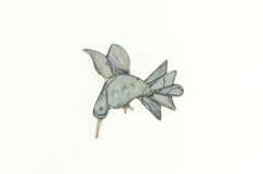 Sterling Silver Abalone Inlay Ornate Hummingbird Vintage Pin/Brooch