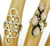 2 Vintage Elongated Sterling Silver Rings, Size 7