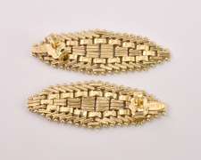 Lavish Basket Weave Earrings in 14K Yellow Gold