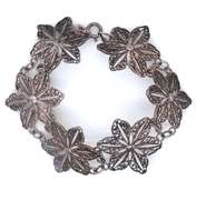 Sterling Silver Flower Link Bracelet